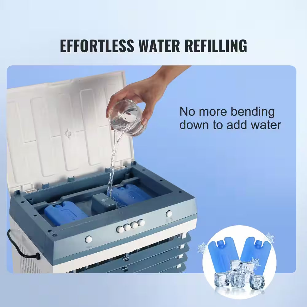 Evaporative Cooler 3 Speeds 1400 CFM Air Cooler 84° Oscillating Swamp Cooler, 5 Gal. Portable Air Cooler for 550 Sq. Ft.