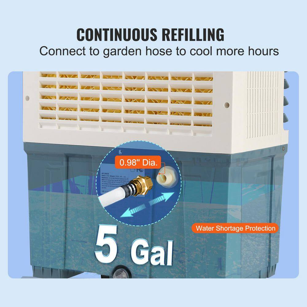 Evaporative Cooler 3 Speeds 1400 CFM Air Cooler 84° Oscillating Swamp Cooler, 5 Gal. Portable Air Cooler for 550 Sq. Ft.